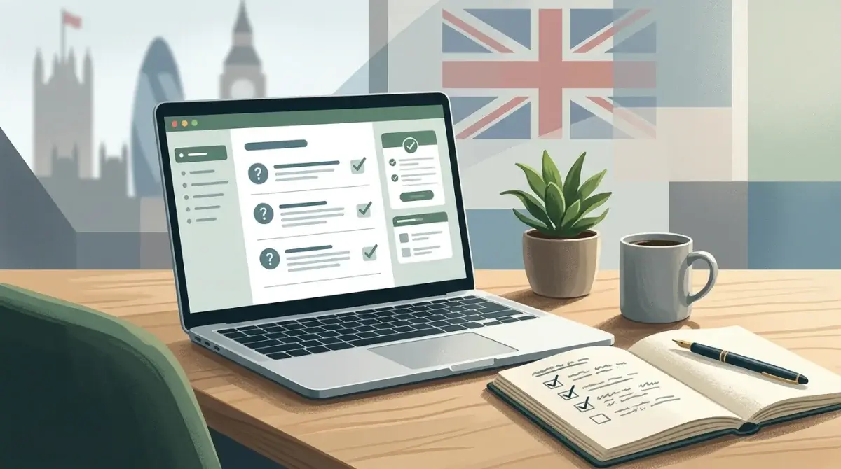 Editorial checklist for Mr Play UK questions on a laptop and notebook